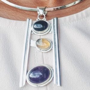 Sterling Silver Gemstone Necklace Pendant